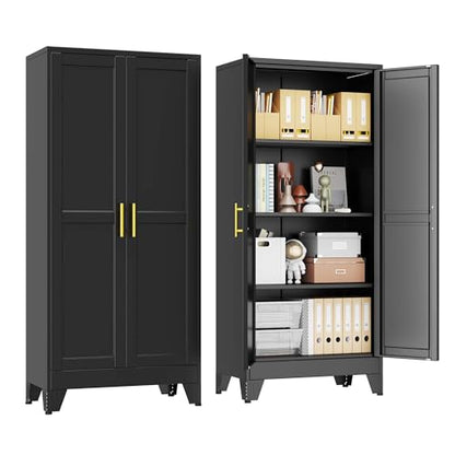 pozdeg 61" Black Steel Tall Garage Storage Cabinet - color: Black, size: 13.8"D x 27.56"W x 61"H