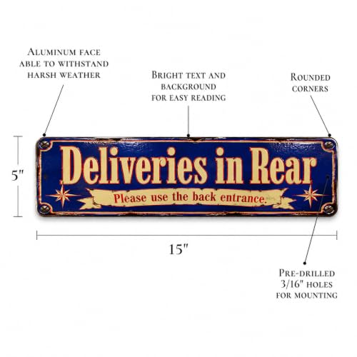 Deliveries in Rear Vintage Enamel Business Sign - style: Deliveries in Rear