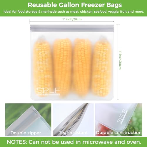SPLF 6 Pack Reusable Gallon Freezer Bags Dishwasher Safe, Gray - color: Gray, size: 6 Pack-6 Gallon