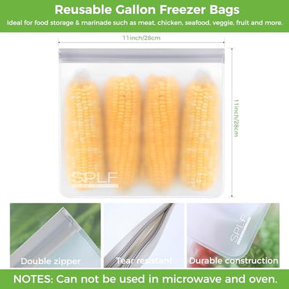 SPLF 6 Pack Reusable Gallon Freezer Bags Dishwasher Safe, Gray - color: Gray, size: 6 Pack-6 Gallon