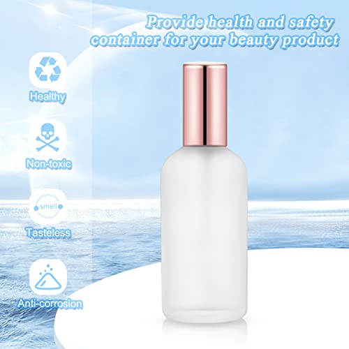 6 Pack 3.4 Oz Glass Spray Bottles,Empty Perfume Frosted Glass Fine Mist Atomizer,Refillable Small Travel Containers for Cleaning Products,Essential Oils,Body Sprays-Rose-Golden Sprayer