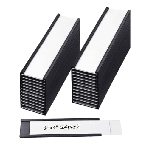 24 Pack 1" × 4" C Channel Magnetic Label Holder for Metal Racks Shelves Tool Box Drawers Magnetic File Cabinet Labels - size: 1 x 4 inch 24pcs