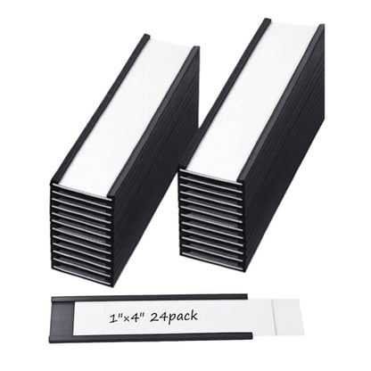 24 Pack 1" × 4" C Channel Magnetic Label Holder for Metal Racks Shelves Tool Box Drawers Magnetic File Cabinet Labels - size: 1 x 4 inch 24pcs