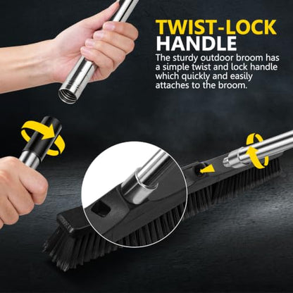 Masthome 24.8" Push Broom Heavy Duty Outdoor Stiff Bristle for Garage&Patio - color: Push Broom-black