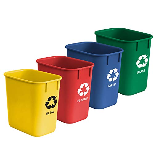 Acrimet Recycling Wastebasket Bin, 3.25 Gal / 13 Qt, 4-Pack