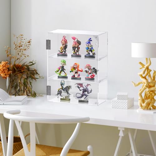 CHONOVO 3 Tier Acrylic Display Case, Clear Countertop Cabinet with Lock - size: 3 Tier