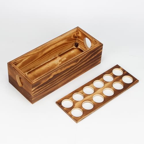Wooden Crate for 24 Fresh Eggs, Stackable Holder Countertop With Double Layers for Display, Rustic Storage Box With Handle for Easter Supermarket Farm Kitchen Supplies, 2 PCS