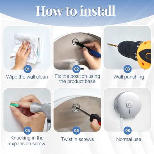 Mifoci 2 Pcs Industrial Toilet Paper Holder Commercial Roll Dispenser Wall Mount Stainless Steel Jumbo Tissue Dispenser Fits 9" Roll Toilet Paper for Office Home Public Places (Silver) - color: Silver