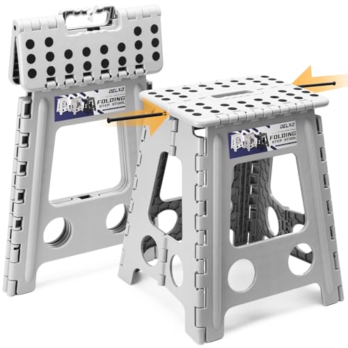 Delxo 16 Inch Folding Step Stool,Foldable Step Stool for Adults Grey - color: Gray, size: 16 Inch