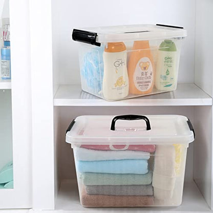 2 Packs Clear Storage Boxes, 12 Quarts & 6 Quarts Latching Bins Tote - size: 6 Quart & 12 Quart