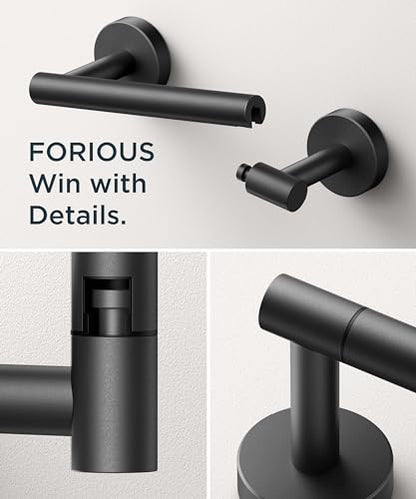 FORIOUS Commercial Toilet Paper Holder Wall Mount Bathroom Tissue Holder - color: Matte Black