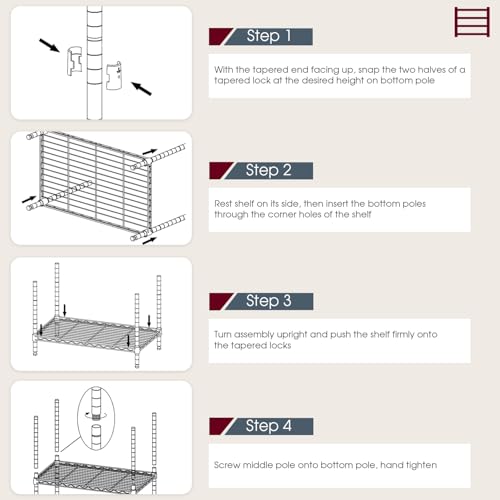 BestOffice | 6-Tier Wire Shelf with Wheels | 48" x 18" x 77" | Chrome - color: Chrome, size: 48"D x 18"W x 77"H