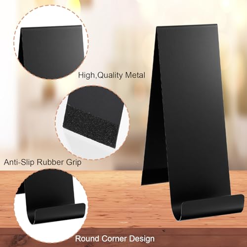 4 Pcs Metal Fancy Brochure Holder Display Flyer Brochure Stand Table Vertical Countertop Literature Organizer for Booklets Pamphlet Magazine Menu Journals (Black)