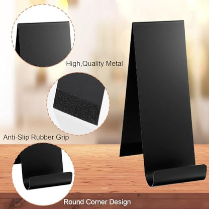 4 Pcs Metal Fancy Brochure Holder Display Flyer Brochure Stand Table Vertical Countertop Literature Organizer for Booklets Pamphlet Magazine Menu Journals (Black)
