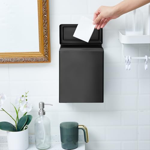 Tioncy 2 Pcs Sanitary Napkin Receptacle Wall Mounted,Black - color: black
