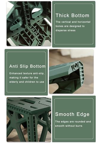 Folding Step Stool Holds 440 lbs - 9" Sturdy Foldable Step Stool with Non-Slip Base, Space Saving for Kitchen, Bathroom, Camping (Green) - color: Green
