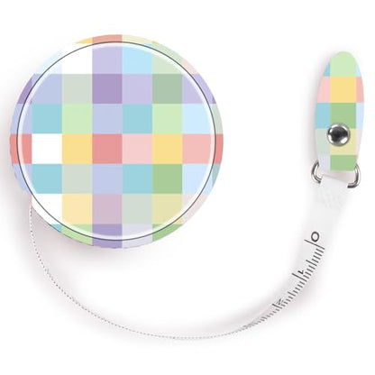 Retractable Mini Leather Tape Measure, Auto Retract Rainbow Check - color: Rainbow Check