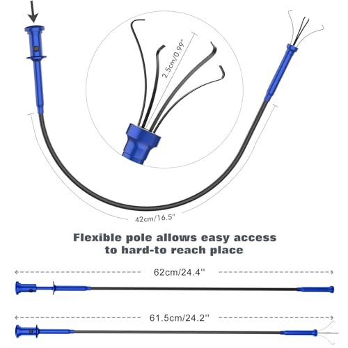 Housolution Grabber Tool Magnetic, Bendable Reacher with LED Lights, Blue - color: Claw Grabber-blue