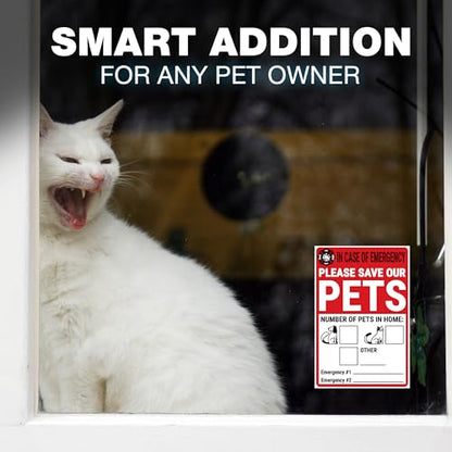 Pet Alert Safety Fire Rescue Sticker, 4 x 6 Inch Adhesive Vinyl, 4 Pack