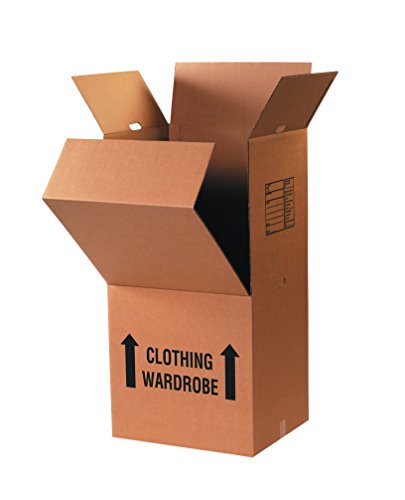 Partners Brand Wardrobe Moving Boxes, 24"L x 20"W x 46"H, Packing and Moving, Hanger Bar Sold Separately, Kraft (Pack of 5)