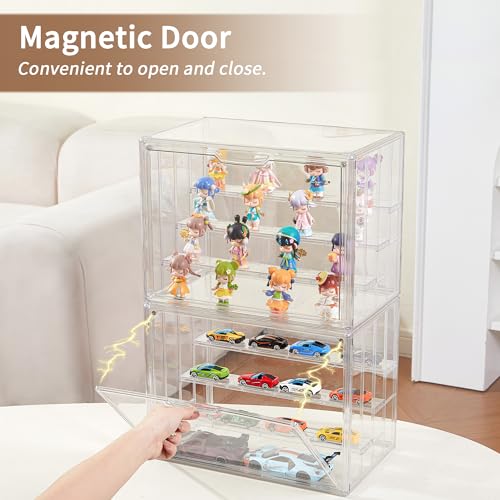 4 Layer Stackable Acrylic Figure Case for Collectibles Display Box,2 Pack - size: XL 2Pack-4tier