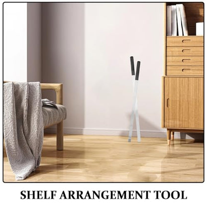 2pcs Supermarket Goods Shelf Management Tool, Stainless Steel Sorting Puller for Merchandise Organization, 22 and 23 Inch Length Pusher Ruler