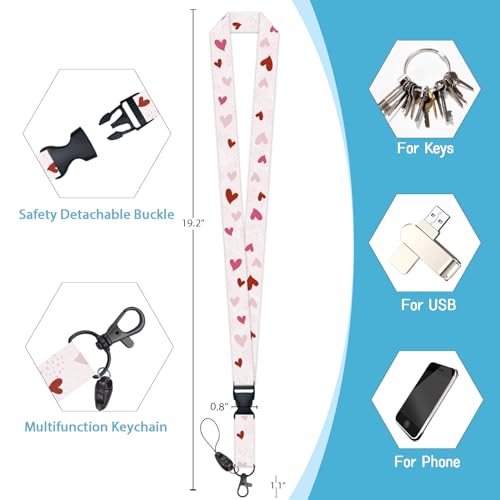 Lanyard, Id Badge Holder，Teacher Card Retractable Reel Love Heart - color: Cute Love Heart