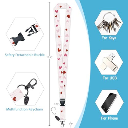 Lanyard, Id Badge Holder，Teacher Card Retractable Reel Love Heart - color: Cute Love Heart