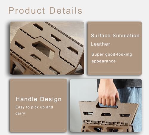 Folding Step Stool Holds 440 lbs - 9" Sturdy Foldable Step Stool with Non-Slip Base, Space Saving for Kitchen, Bathroom, Camping (Brown) - color: Brown