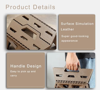 Folding Step Stool Holds 440 lbs - 9" Sturdy Foldable Step Stool with Non-Slip Base, Space Saving for Kitchen, Bathroom, Camping (Brown) - color: Brown