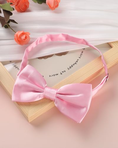AWAYTR Bow Ties for Men - Pre-Tied Adjustable Tuxedo Style for Wedding - color: Light Pink