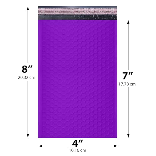 Purple Bubble Mailers 4x8, Self Seal Poly Padded Envelopes #000, 500 Pack - color: Purple, size: 4"x8" / 500 Pack