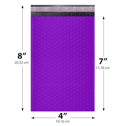 Purple Bubble Mailers 4x8, Self Seal Poly Padded Envelopes #000, 500 Pack - color: Purple, size: 4"x8" / 500 Pack
