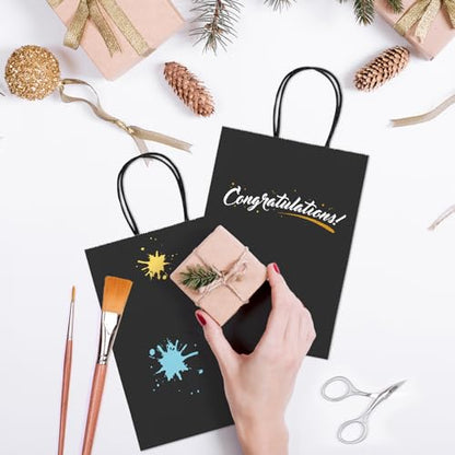 GSSUSA Small Black Kraft Paper Gift Bags with Handles, 5.25x3.75x8, 50 Pack - color: Black, size: 1 Count (Pack of 50)