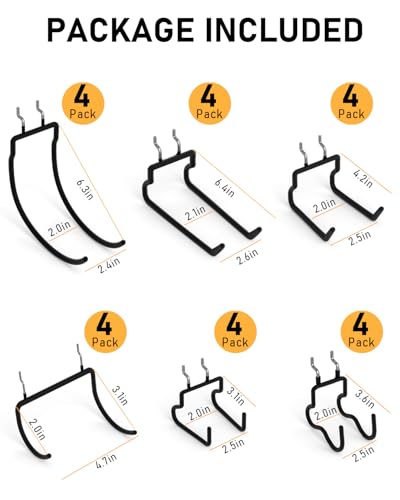 INCLY 24 Pack 1/4" Pegboard Drill Holder Tool Utility Hooks - size: 24 Pack