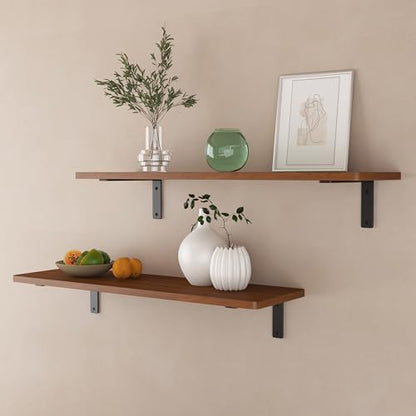 NEODROP 6-Pack 6 Inch Heavy Duty Shelf Brackets, Premium Floating L Bracket for Wall, Kitchen, Mantel Shelves Support | Quarter Inch (1/4") Thick | Black Powder Coated Steel - size: 6 Inch, style: 6 Pack