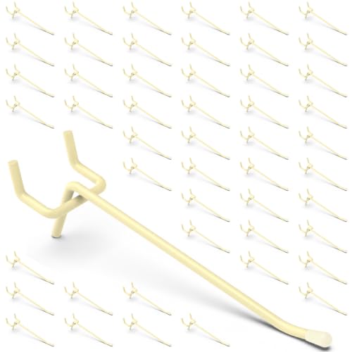 50-Pack Yellow Pegboard Hooks 4 Inch - Fits 1/8 and 1/4 Inch Boards - color: Yellow, size: 4 Inch