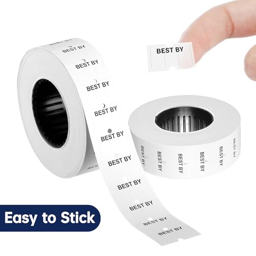 10 Rolls Best by Labels for Price Gun Expiration Date Pantry Labels Bulk 10, 000 Blank Price and Date Gun Label for Containers, Kitchen Stickers for Food Freshness