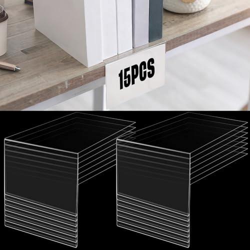 Containlol 15 Pcs Moveable Shelf Label Holder for Library, 6.2 x 4.13 Inch - size: 6.2 x 4.13 Inch