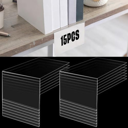 Containlol 15 Pcs Moveable Shelf Label Holder for Library, 6.2 x 4.13 Inch - size: 6.2 x 4.13 Inch