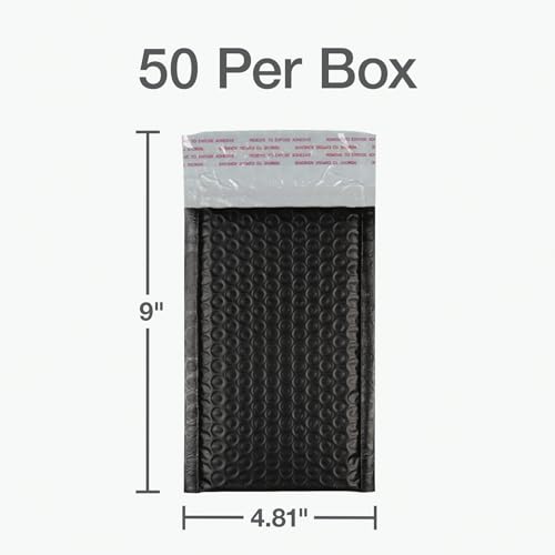Quality Park Bubble Mailers, 4 x 8 Shipping Envelopes, Self-Seal, Small Black Padded Envelopes, Redi-Strip Peel Off Closure, 50 Per Box (1002352) (Pack of 4) - color: Black, size: 4 x 8 (Pack of 4)