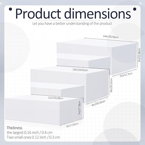 3 Pack Extra Large White Acrylic Buffet Risers 14” 13” 12” Cubes - color: White, style: Cube