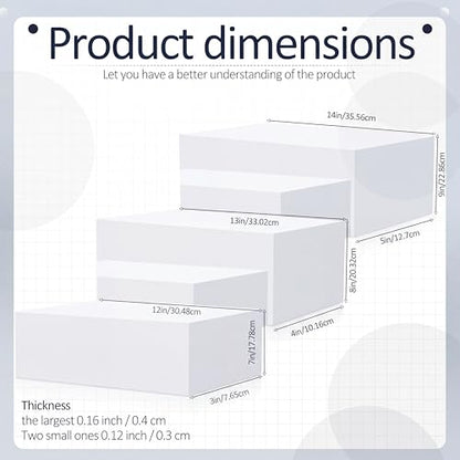 3 Pack Extra Large White Acrylic Buffet Risers 14” 13” 12” Cubes - color: White, style: Cube