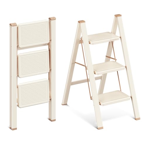 3 Step Ladder, Folding Step Stool with Anti Slip Widened Pedal - size: 3 Step