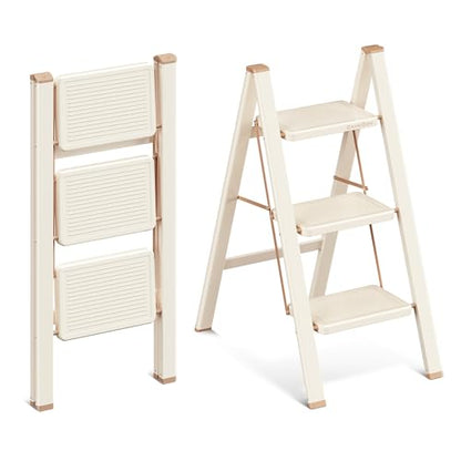 3 Step Ladder, Folding Step Stool with Anti Slip Widened Pedal - size: 3 Step