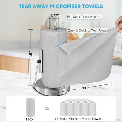 AIDEA Microfiber Cleaning Cloth Roll-75PK, Reusable Paper Towels 11.5×11.5" - color: Grey