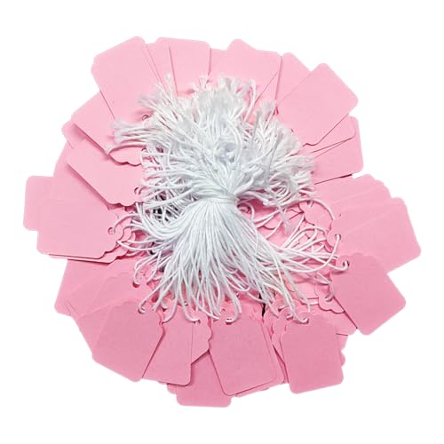 300 Pcs 1.38x0.87 Inches Pink Blank Jewelry Price Tags with String Attached Retail Paper Gift and Sale Hang Tag Handwritten Price Display Lables for Pricing Clothes Necklace & Merchandise - color: Pink, size: 1.38x0.87 inches-300P
