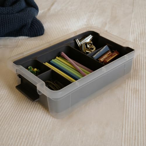 Superio Storage Container Organizing Bin with Removable Tray Plastic Tools, Sewing, Crafts Box, 7.5 Qt. - size: Medium 7.4 Qt. Flat