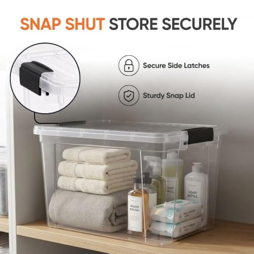 Superio 26.5 Quart Clear Plastic Storage Boxes with Lids, Stackable Organizer Containers, BPA-Free Storage Bins for Home, Office, School & Dorm, 2 Pack - size: 26 Quart