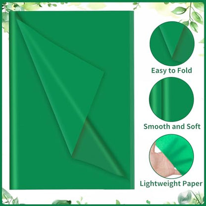 woric 160 Sheets Green Tissue Paper for Gift Bags 20 X 14 Inches - color: Green
